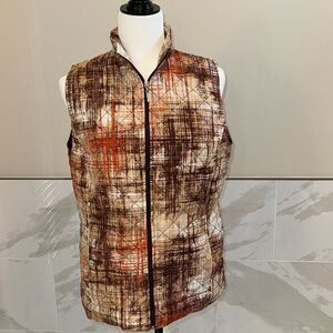 Women’s Alia zipper vest - brown & orange. Size 8